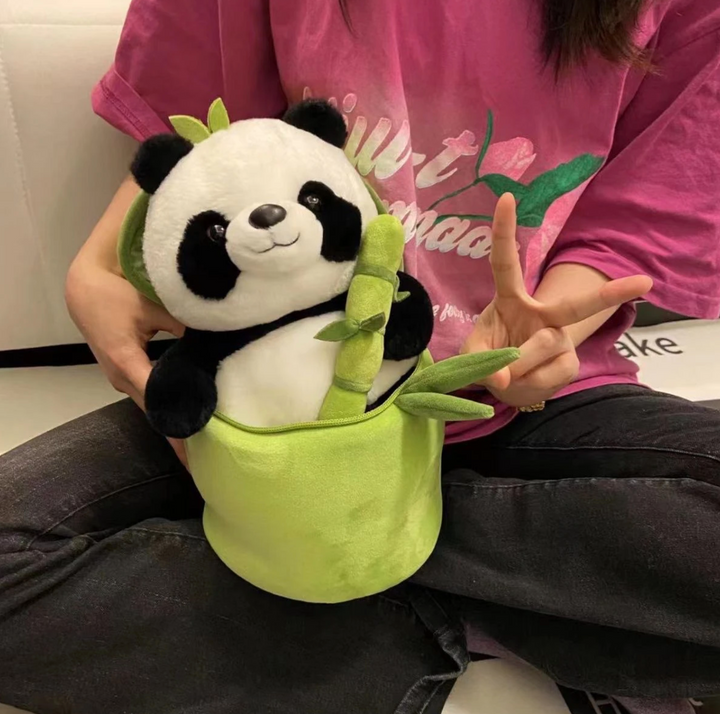 Panda Plush in a bamboo