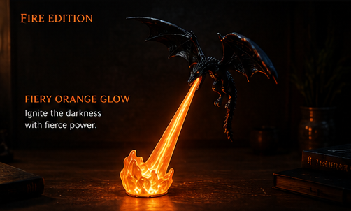 Dragon Breath Flame Night Light Décor