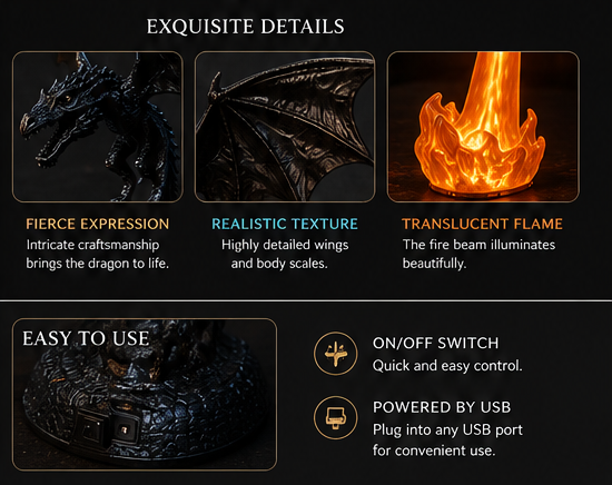 Dragon Breath Flame Night Light Décor