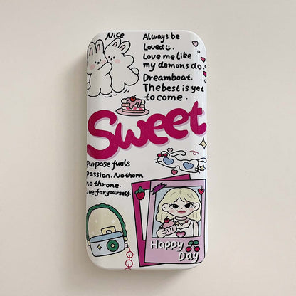 New Cartoon Cute Cat Dual Layer Silicone Back Covers For iPhone 14 Pro Max With Mirror Slide Camera Galaxy Phone Case