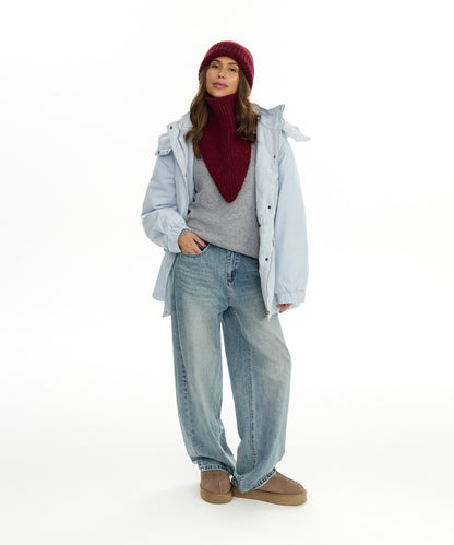 Angora Blend Knit Beanie & V-Neck Snood Set