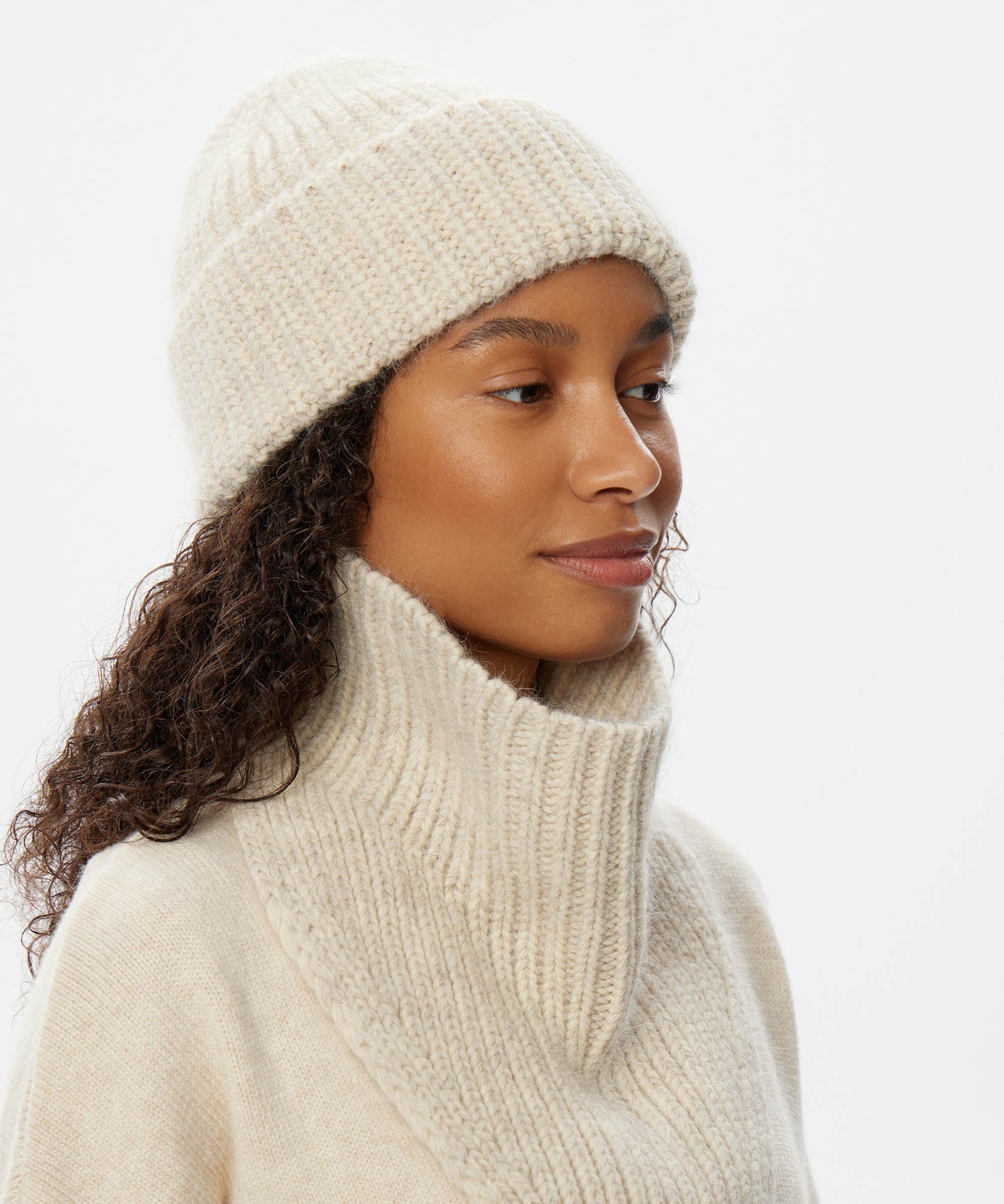 Angora Blend Knit Beanie & V-Neck Snood Set