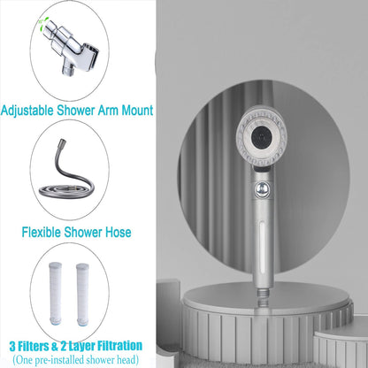 3 Modes Filtered High Pressure Massage Showerhead