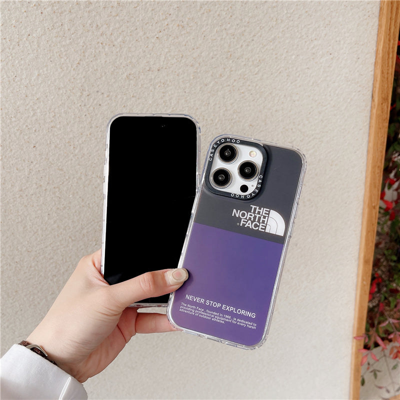 Tide Brand Double Color Matching TNF Label Is Suitable For Apple 14pro Mobile Phone Case Iphone13 Matte Radiation 12/11 Straight Edge Hard Bottom