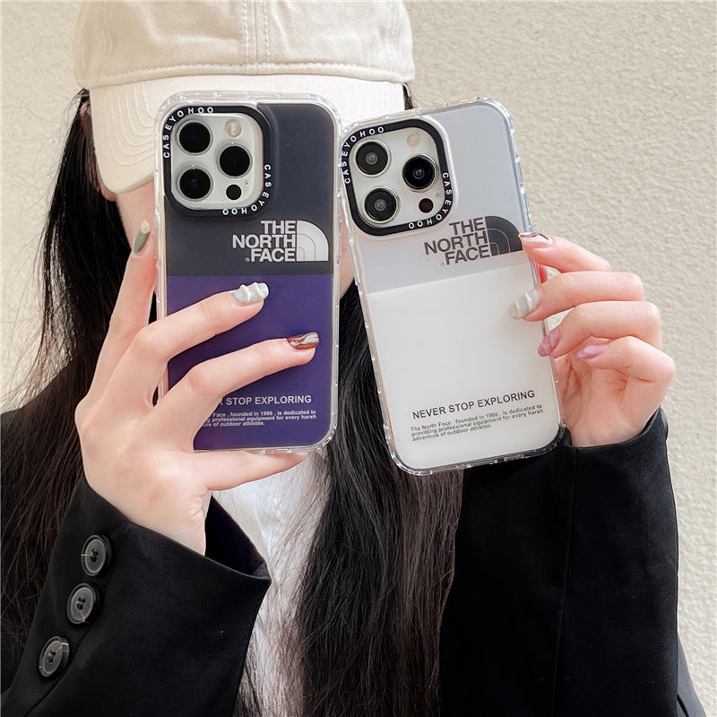 Tide Brand Double Color Matching TNF Label Is Suitable For Apple 14pro Mobile Phone Case Iphone13 Matte Radiation 12/11 Straight Edge Hard Bottom