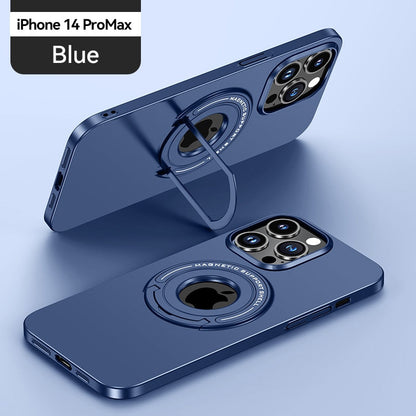Magnetic Metal Stand Case For iphone 14 13 Pro Max 14Plus With Ring Holder Shell For Magsafe Wireless Charger Shockproof Cover